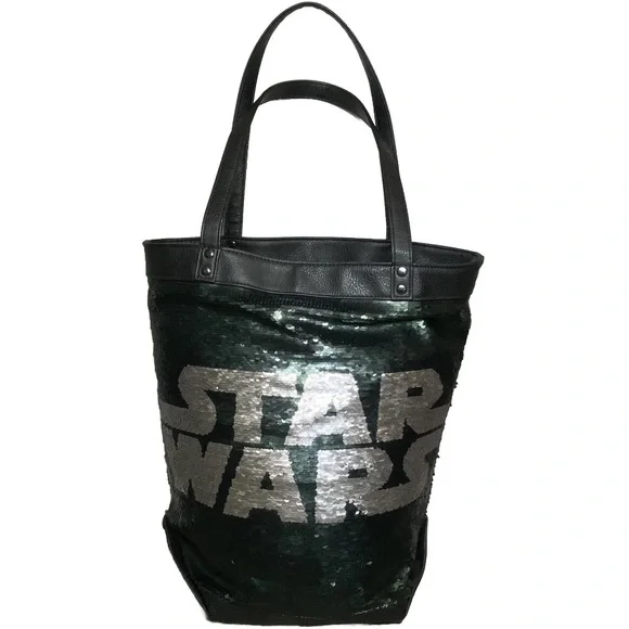 Disney Parks Star Wars Large Tote Bag 2 Sided Purse Flip Sequin w/ 4 Logo Design - Picture 4 of 16